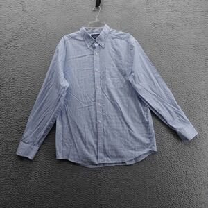 Charles Tyrwhitt‎ Non Iron Dress Shirt Large Blue Plaid Classic Long Sleeve Mens